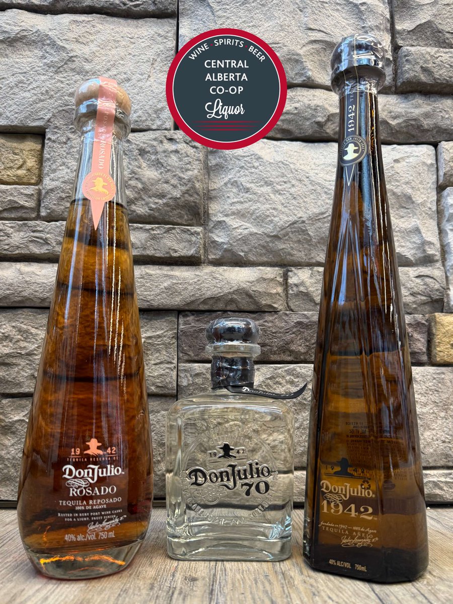 Discover the distinguished elegance of Don Julio 1942, the refined expression of Don Julio 1942 Rosado, and the crystal-clear sophistication of Don Julio 70 Añejo Cristalino.

Available at our Timberlands location in Red Deer!