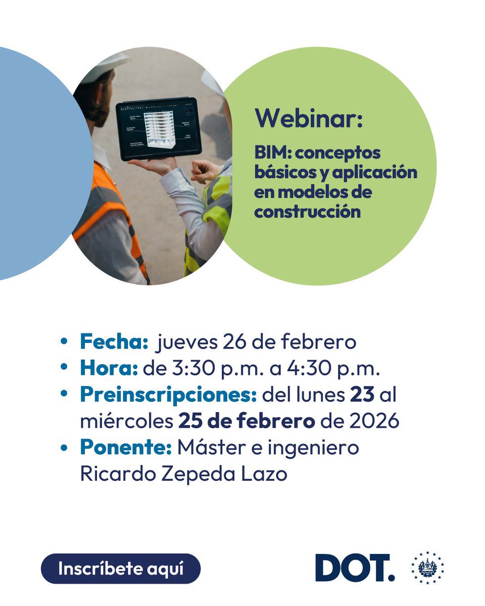 🏗️ Webinar: Ingeniería y Metodología BIM
Eficiencia técnica y digitalización en la construcción. Análisis de fundamentos y aplicación del Proyecto BIM:
🔹 Interoperabilidad y modelado.
🔹 Contexto normativo.
🔹 Matriz de usos en ciclos de obra.
🔹 Q&amp;A y recomendaciones técnicas.