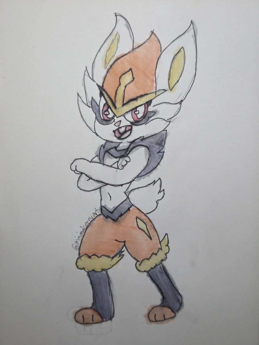 A Cinderace drawing in the year 2026 from me!?!?! Yes.
#pokemonfanart #cinderace
(I also tried watercolor pencils so be kind)