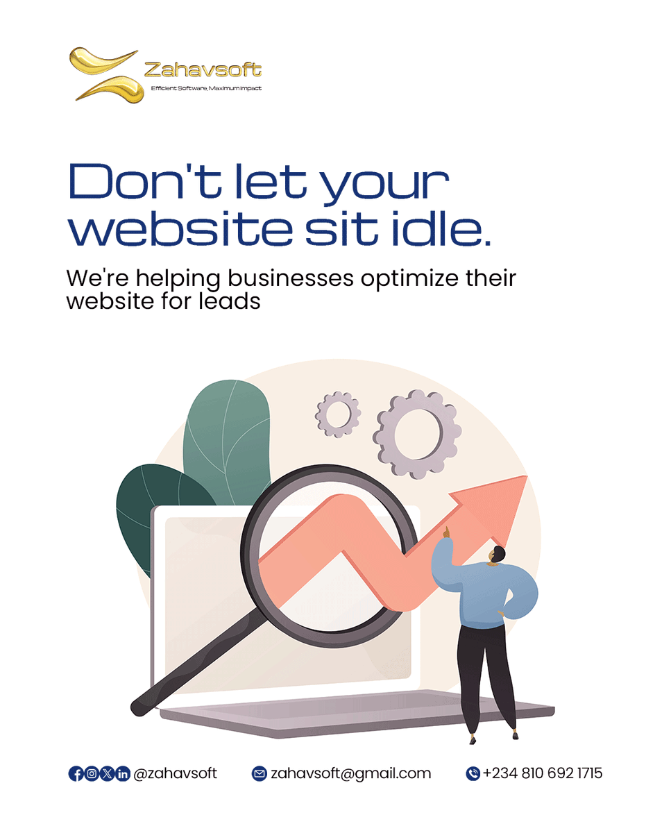 zahavsoft's tweet photo. Your website is a great marketing tool for your business.

It can increase your online visibility and boost sales if properly optimized.

Don't let it sit idle, we're helping businesses optimize their website for leads. https://t.co/JI5cNKwRxq
