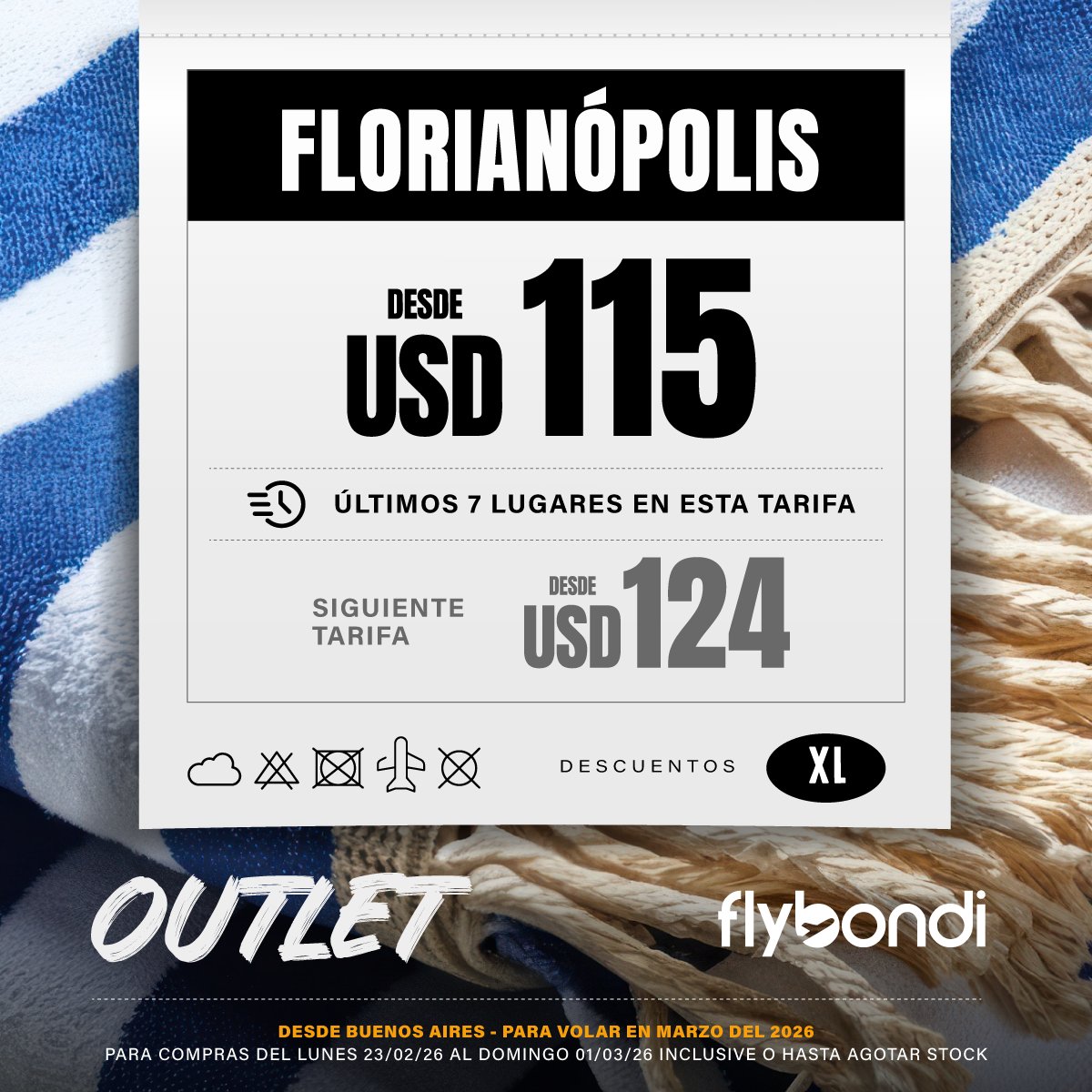 flybondioficial's tweet image. No hace falta probarse nada: el Descuento XL te queda perfecto ✈️💛

Hacé click acá👉🏻bit.ly/4ro1lB9  y aprovechá esta oferta #UltraLowCost✨

#FlyTip: Apurate que quedan los últimos lugares a esta tarifa 😱

#Flybondi #Outlet #LaLibertadDeVolar