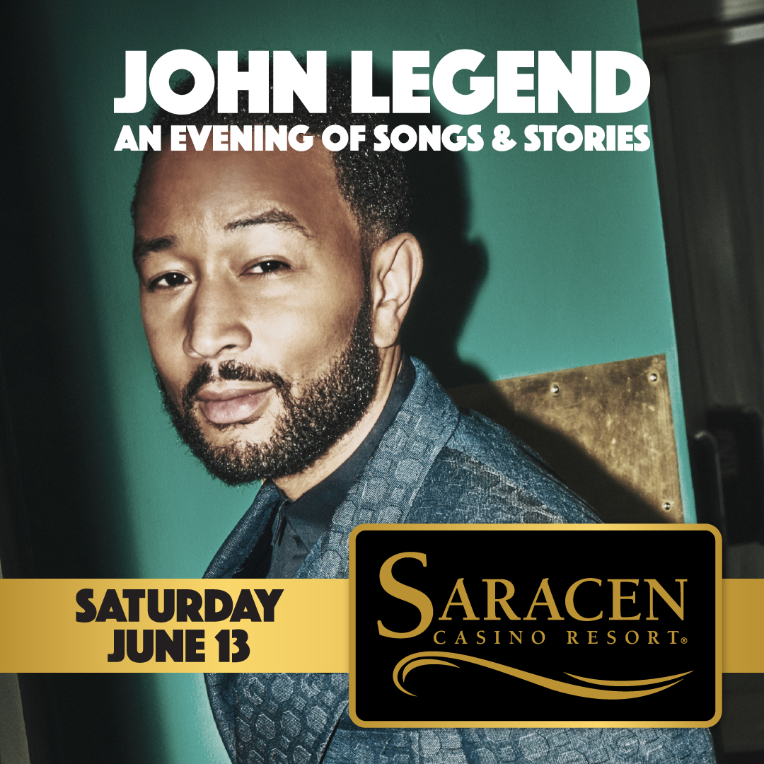 Saracen Casino Resort proudly announces its Grand Opening Event:
An Evening with John Legend — A Night of Songs &amp; Stories 🎹✨

On June 13, 2026 at 8PM, experience an unforgettable, intimate performance featuring John Legend alone on stage with his piano — sharing the music you