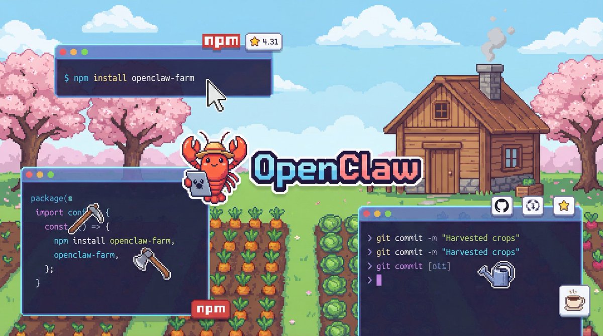 🔥兄弟们！！！赶紧来！！

OpenClaw 星露谷物语主题终于出炉啦～

我肝了好几天，就为了给我的🦞爪子换上这套像素农场皮肤！
 ✅ 四季自动切换
 ✅ 锄头、斧头、水壶像素光标走起
 ✅ Ark Pixel字体，中英双语完美支持
 ✅ npm install openclaw-theme-stardew 

一键安装，秒变鹈鹕镇居民哈哈😂