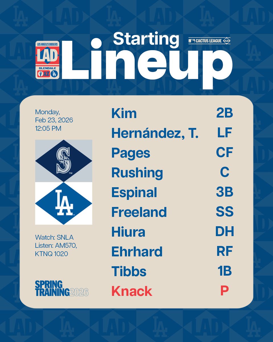 Today’s #DodgersST lineup vs. Mariners: