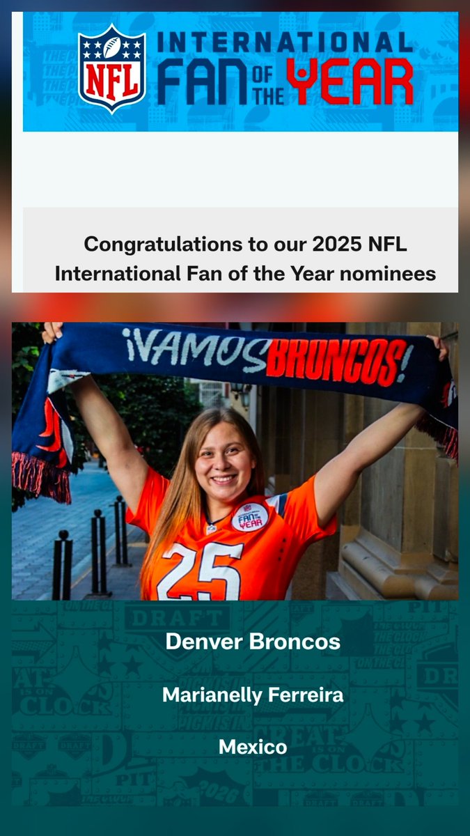 ronNcaphill's tweet photo. @maaneferreira CONGRATULATIONS on being awarded #BroncosCountry International #FanOfTheYear!!!

How awesome! 🫡🏈👍
Vamos #Broncos! https://t.co/Vic37G11wf