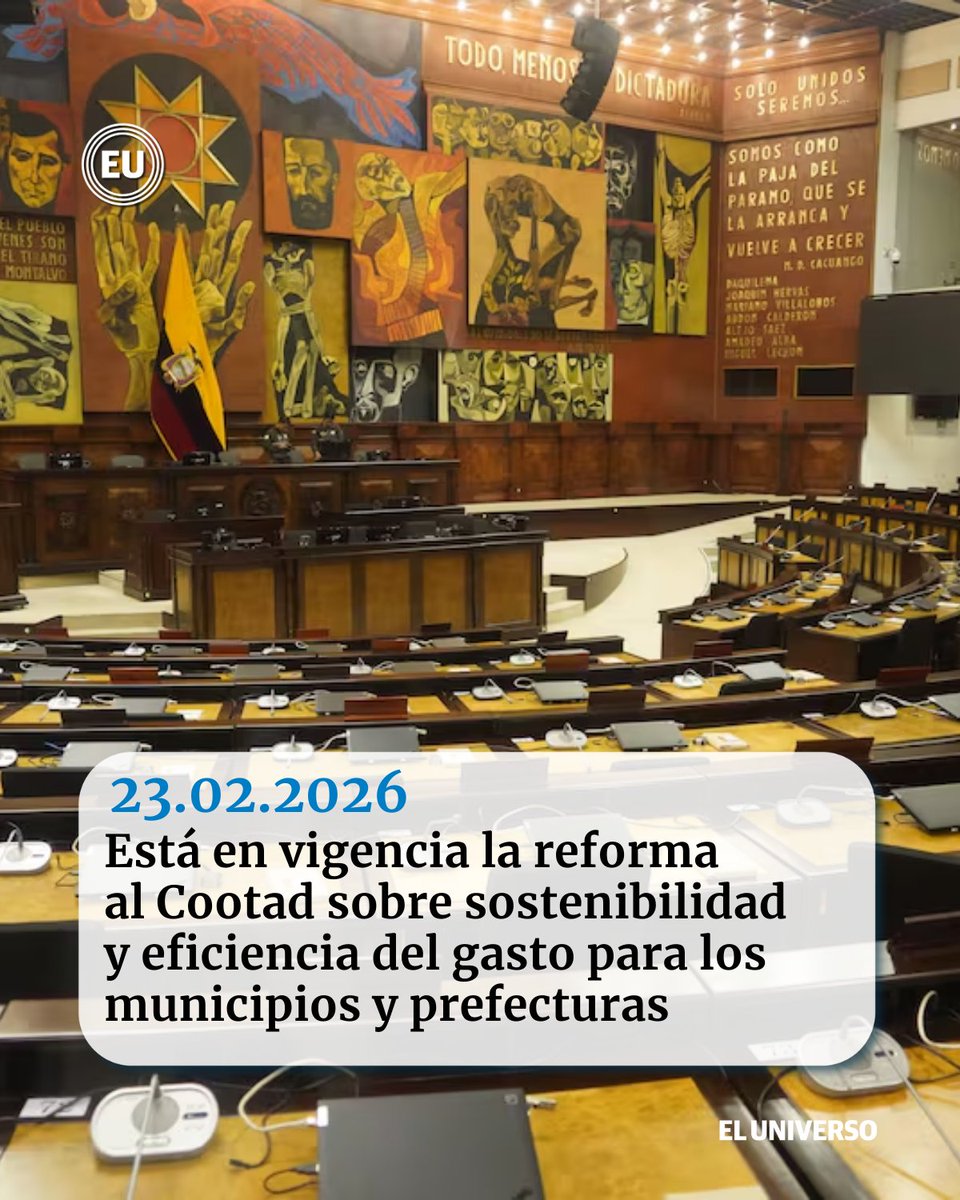 👉🏻ow.ly/Kfyu50Ykj18 | #Política | Está en vigencia la reforma al Cootad sobre sostenibilidad y eficiencia del gasto para los municipios y prefecturas