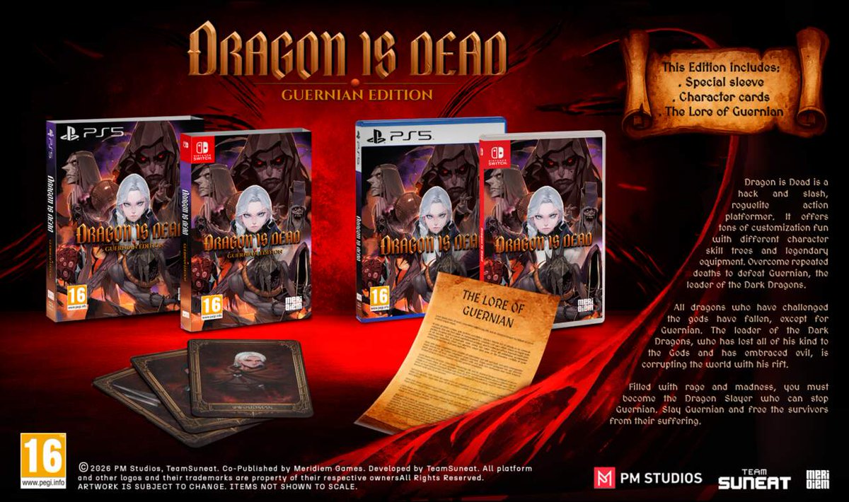 Salao_de_Jogos's tweet photo. Anunciadas versões físicas para PS5 e Nintendo Switch em Dragon is Dead 
- Uma aventura roguelite de fantasia sombria com imensas opções de personalização 

❯❯❯ https://t.co/ZDSmbvfQ9t ❮❮❮

#DragonisDead #PMStudios #TeamSuneat https://t.co/brj3SN8j5x