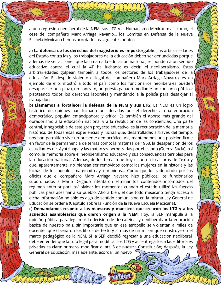 Nova_PopuliX's tweet photo. Aquí está el posicionamiento de CoDeNEM... #FUERAMARIODELGADO
#NOALNEOLIBERALISMOEDUCATIVO
#REFUNDEMOSLASEP
#LAVERDADERANEM
#LIBROSDETEXTO
#MAGISTERIOINSURGENTEMEXICANO
#CODENEM https://t.co/dJ25HxmbMm