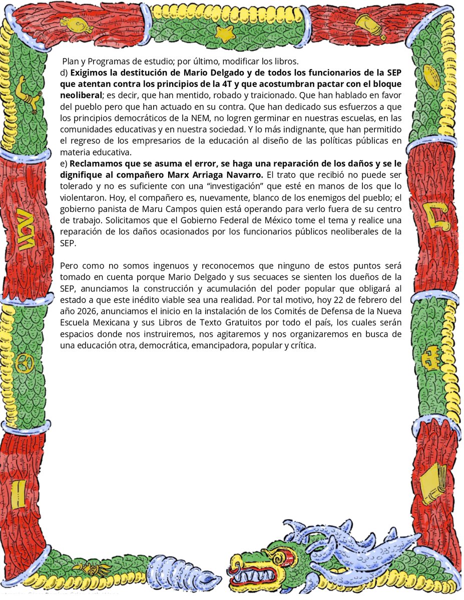 Nova_PopuliX's tweet photo. Aquí está el posicionamiento de CoDeNEM... #FUERAMARIODELGADO
#NOALNEOLIBERALISMOEDUCATIVO
#REFUNDEMOSLASEP
#LAVERDADERANEM
#LIBROSDETEXTO
#MAGISTERIOINSURGENTEMEXICANO
#CODENEM https://t.co/dJ25HxmbMm