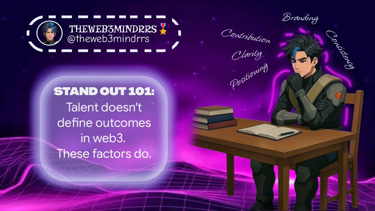 theweb3mindrrs's tweet photo. "I noticed a pattern among interns who actually stand out in the Web3 space, It wasn't talent but what they did differently."

By intern I mean anyone in Web3 that's still building their reputation and figuring out their place in the space. If that's you, this post is for you. https://t.co/t1rLFD8EVC