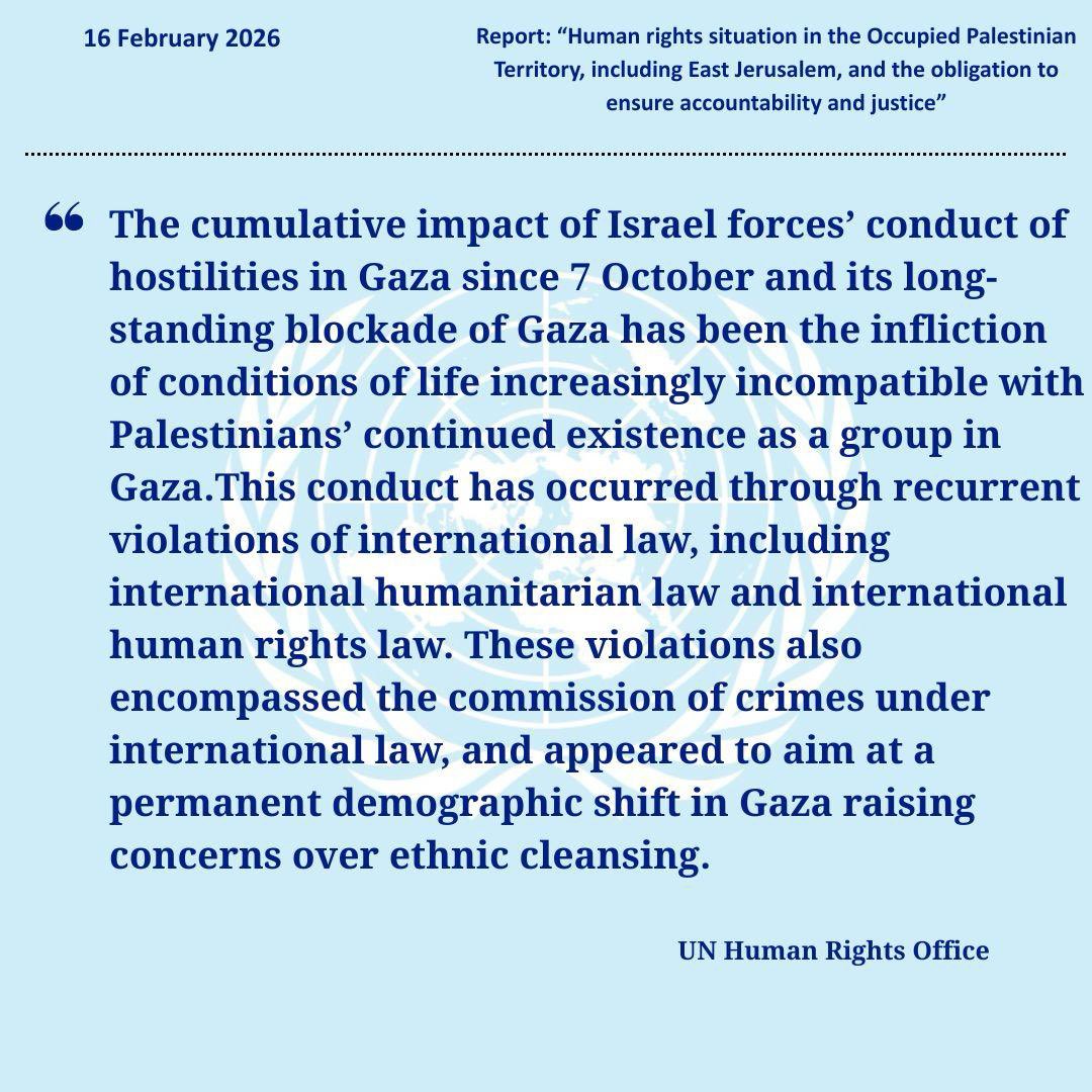 In its report, the UN human rights office raised the alarms about Israel’s ethnic cleansing of Palestine: