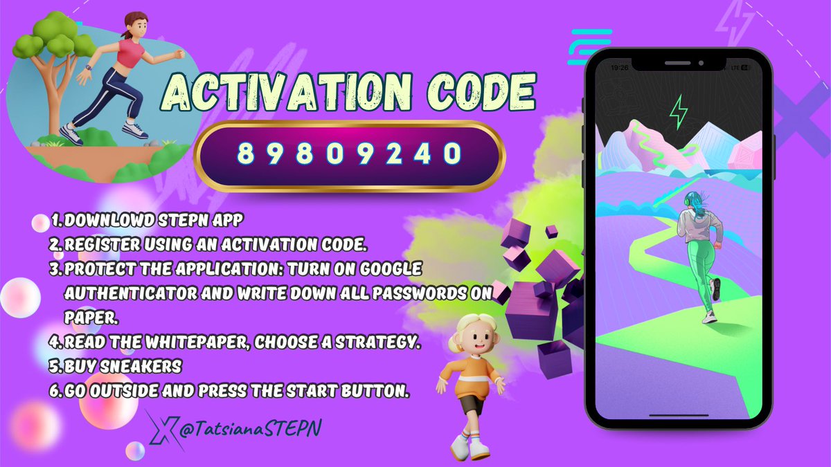 TatsianaSTEPN's tweet photo. Time to Drop the #STEPN Activation Code ⬇️ https://t.co/iMQfrTElL7