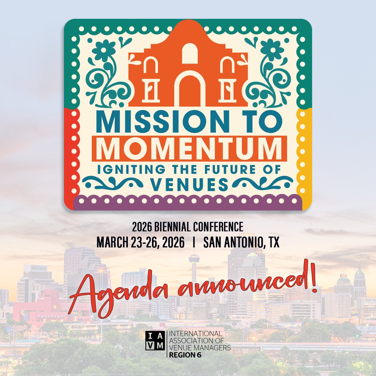 IAVMRegion6's tweet photo. We're  one month out from our 2026 Biennial Conference! Region 6 is excited to  present a full agenda of great educational topics and venue tours.  Check out the full schedule and register today: https://t.co/AwZRL7vBwA https://t.co/gxZ3bPEvn0