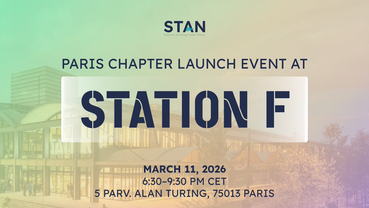 STAN_network's tweet photo. 🚀 STAN Paris launches March 11 at Station F.
After LA, we’re bringing the next chapter to one of Europe’s top startup hubs.
In Paris and into angel investing? Join us.
Register: https://t.co/bwzUsdz2k3
#STANParis #StationF #LaunchEvent https://t.co/JMu1oljpGr