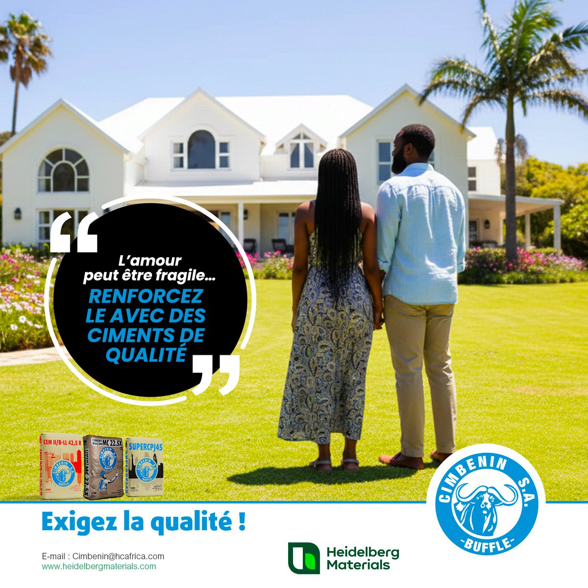 Amour peu devenir foyer  ou pas,  ca dépend de la qualité du ciment

#CIMBENIN #cimenterie #wasexo #cimentmaçon #Benin #construction #engagement #maison #route #infrastructure #architecte #geniecivil #cotonoubenin #Recrutement