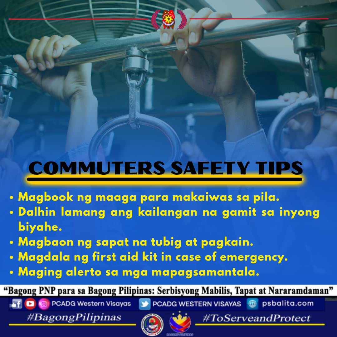 PCADGWesternVis's tweet photo. COMMUTERS SAFETY TIPS

DISCLAIMER: CTTO of the photos, videos, and optics. No copyright infringement.

#SerbisyongMabilisTapatAtNararamdaman
#BagongPNPSaBagongPilipinas
#PCADGRegion6
#PCADGWesternVisayas https://t.co/Gn9krOvWYs
