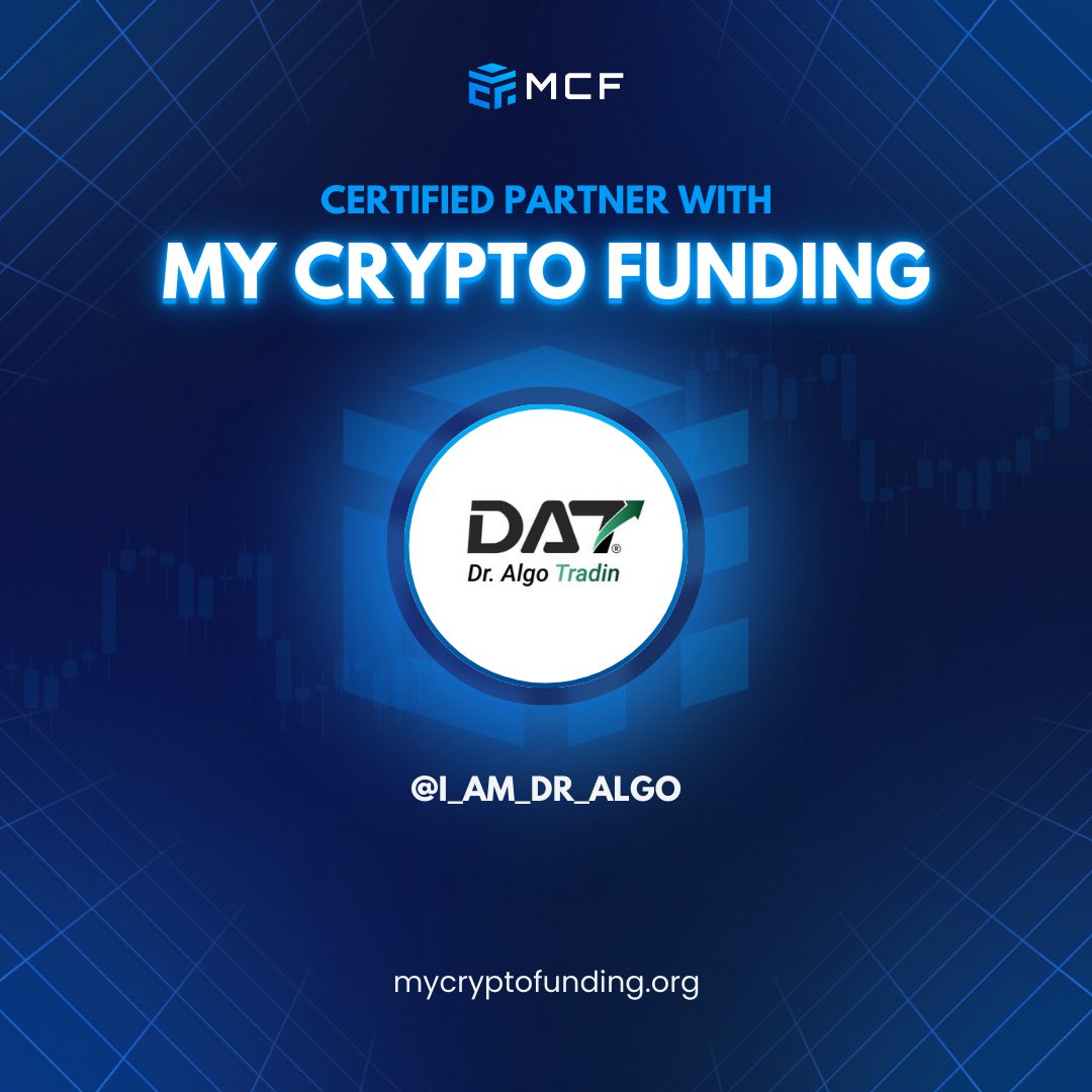 iamdralgo's tweet image. Officially Certified. ✅

Proud to announce that i’m now Certified Partner with My @MyCryptoFunding MCF

Bigger opportunities.
Stronger backing.
More funding access for serious traders.

Let’s scale the right way. 🚀

#DAT #PropFirm #CryptoFunding