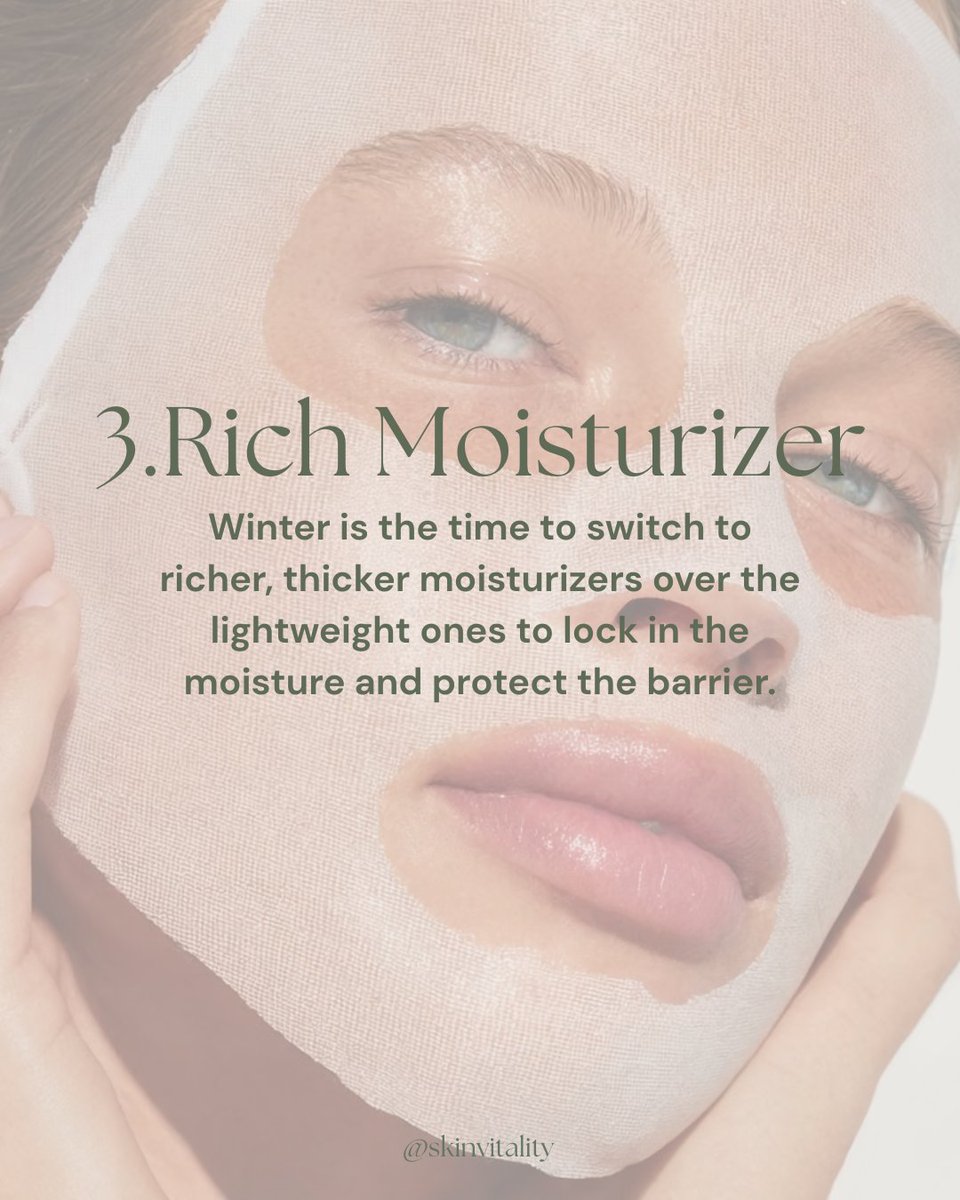 SkinVitality's tweet image. Winter skin calls for barrier support: gentle cleansers, hydrating serums like hyaluronic acid, and richer moisturizers to protect and replenish. Results vary.

📌 Book a complimentary consultation and personal assessment today!
#WinterSkincare #SkinHealth #skinvitality