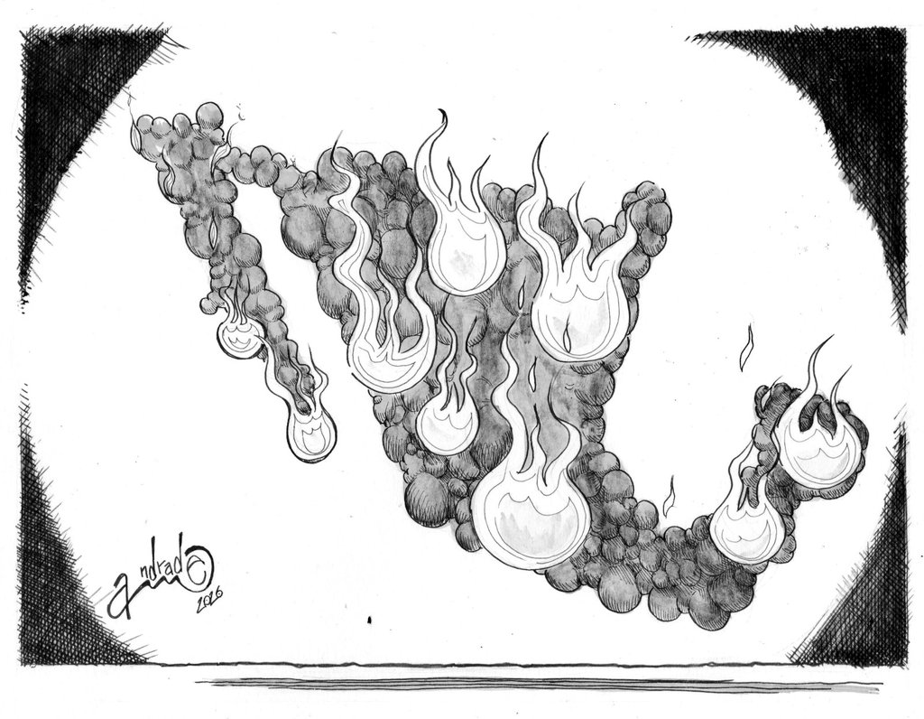 Aquí les dejo mi cartón de hoy..."México en llamas". En varias ciudades del País se cometieron actos vandálicos tras el abatimiento de  #ElMencho.