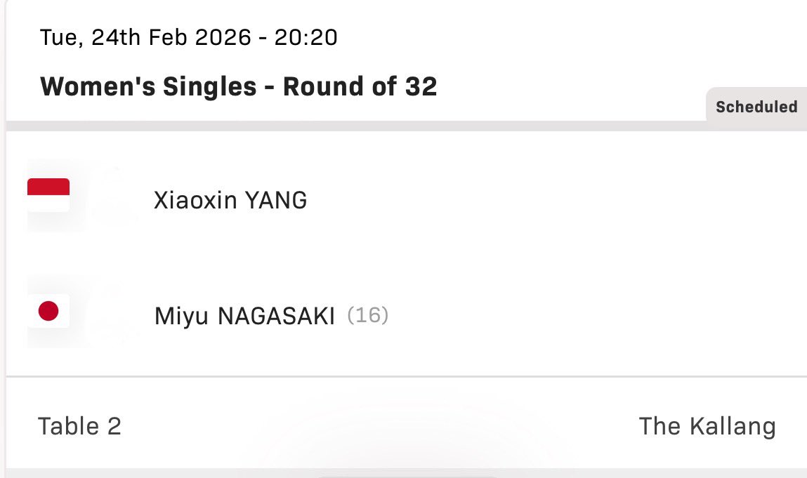 team_miyuu's tweet photo. #SingaporeSmash 2026 🇸🇬
2/24スケジュール🏓
本日もよろしくお願いいたします🙇
13:00〜ダブルス
21:20〜シングルス
#長﨑美柚
#木下アビエル神奈川
#RYOYO
#MIZUNO
#トラスコム
#ベイハウスサービス
#phiten https://t.co/iG1iJIiKk1