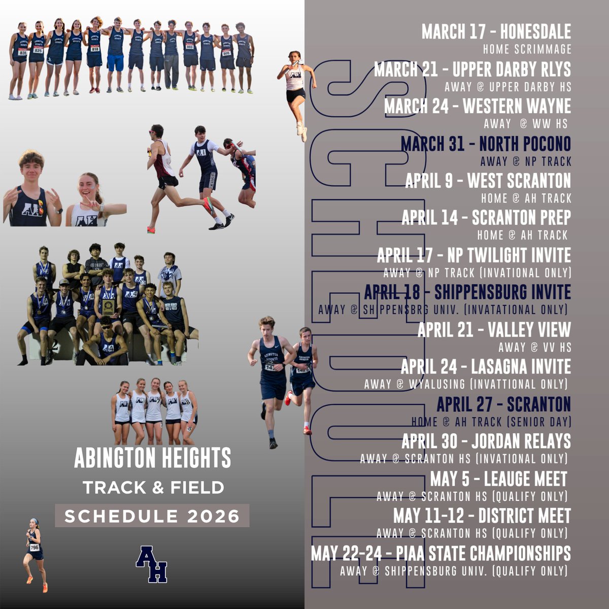 AHCometsXCTF's tweet photo. ONE. WEEK. until AHSD spring sports are back!! Our first meet is March 17, scrimmaging against Honesdale at our very own home track to kick off the 2026 season. Practice starts next week, and we hope to see everyone there ☄🔥🏃

#GOCOMETS https://t.co/jX0Hf2TNx6