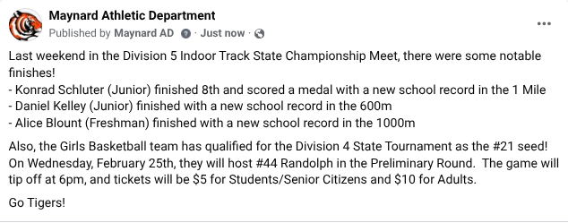 Maynard Athletic Department tweet media