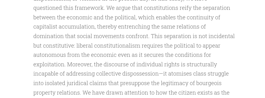 form_legal's tweet photo. 'Movements that organize around affirming citizenship risk entrenching the social form of the state that produces and polices [a] diminished social reality.' @kritikalkranti  and @gautambhatia88  on dispossession, deportation, and the contested meaning of citizenship in India. https://t.co/iQC6ImaMiZ