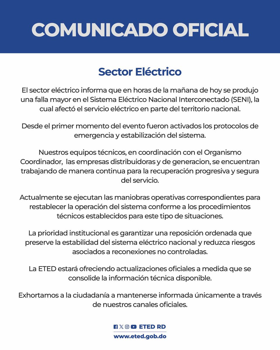 Empresa de Transmisión Eléctrica Dominicana tweet media