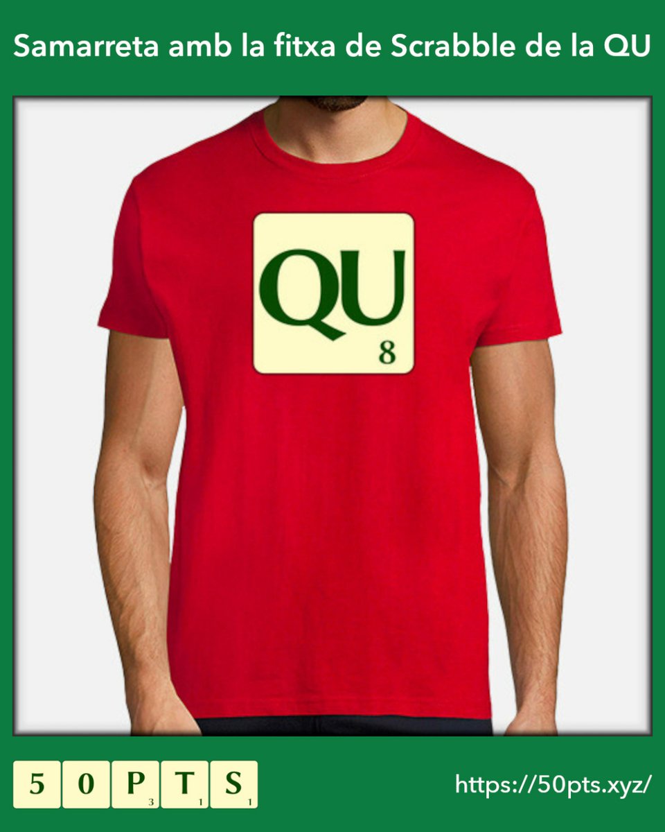 50pts_cat's tweet image. Samarreta amb la fitxa de Scrabble de la QU

¿La vols per a tu? Visita el nostre web i descobreix totes les nostres samarretes inspirades en l'#ScrabbleEnCatalà. Disponibles amb totes les peces de l'#ScrabbleCAT i en 18 colors diferents. També tenim talles per a dones.