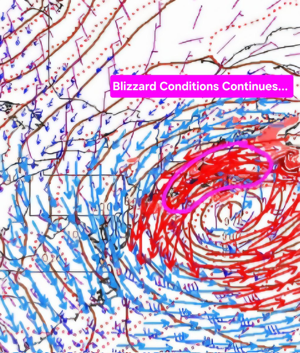 dalesamsWx's tweet image. (1628Z) |SLP (mb)/10m BKNT/850mb WAA| 

Blizzard conditions are ongoing across eastern seaboard with heaviest snow continuing to move north. Wind gusts have been around 60kts -(occasional 75kts). These blizzard conditions will continue into TUE AM. @NWSSPC #nywx #WinterWx