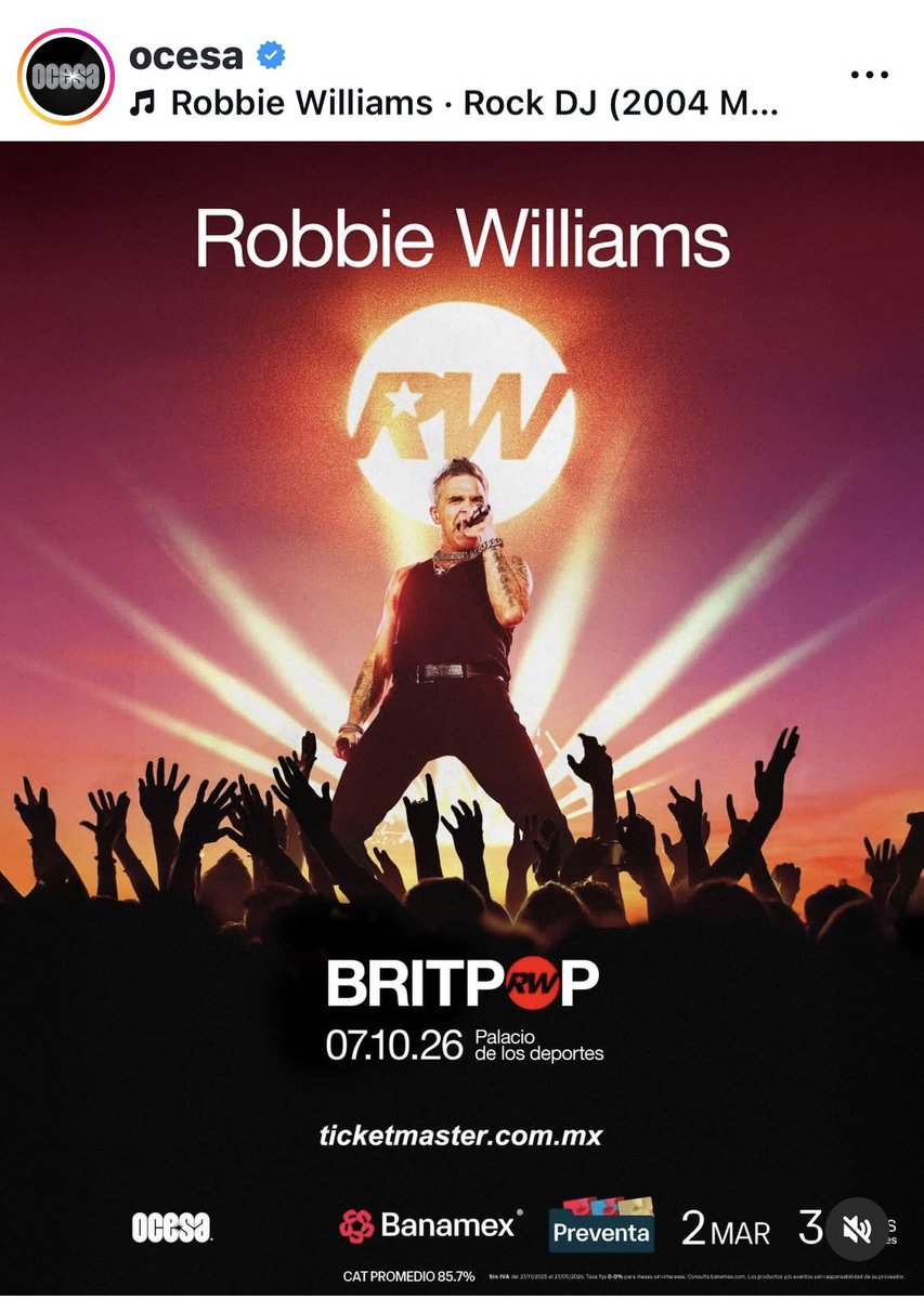 lauraivetts's tweet photo. Ahora si agárrense, porque el Rey Robbie Williams viene a México y soporten  !!!! 🤣🤣🤣 🇲🇽 #robbiewilliams #mexico #2026  Palacio de los deportes 07 de octubre https://t.co/u8YPRDbXev