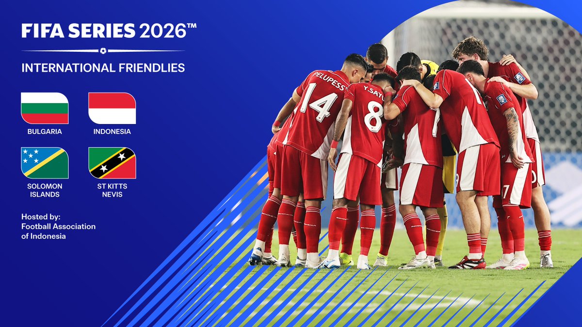 Jadwal lengkap FIFA Series 2026 di Indonesia:

Jumat, 27 Maret 2026
15.30 WIB: Bulgaria vs Kepulauan Solomon
20.00 WIB: Indonesia vs Saint Kitts dan Nevis

Senin, 30 Maret 2026
15.30 WIB: Perebutan tempat ketiga
20.00 WIB: Final FIFA Series Indonesia 2026