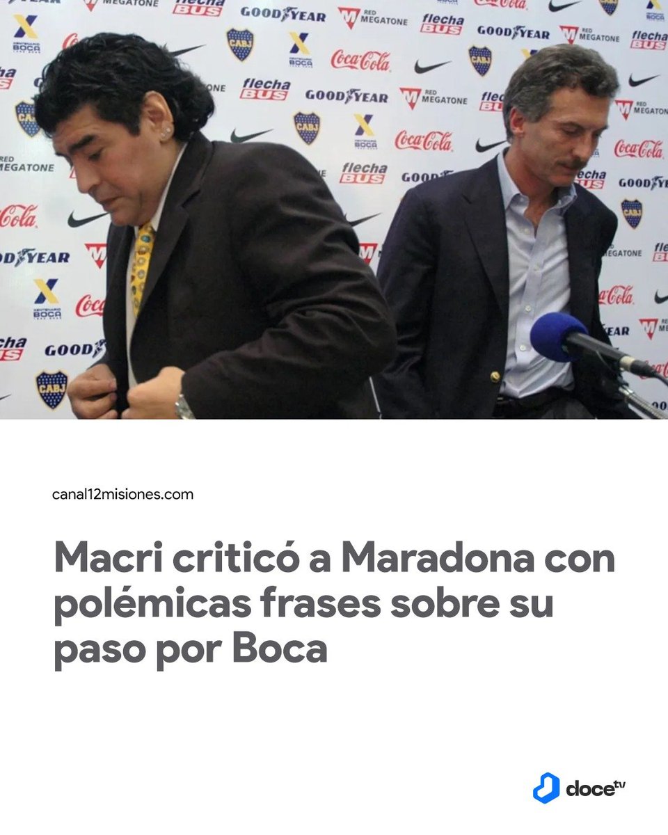 tv12misiones's tweet image. ➡️ El expresidente del Xeneize sostuvo que con Diego tuvo “una convivencia muy traumática”.

canal12misiones.com/noticias-de-mi…

#Noticias #Deportes #Macri #Maradona #Boca