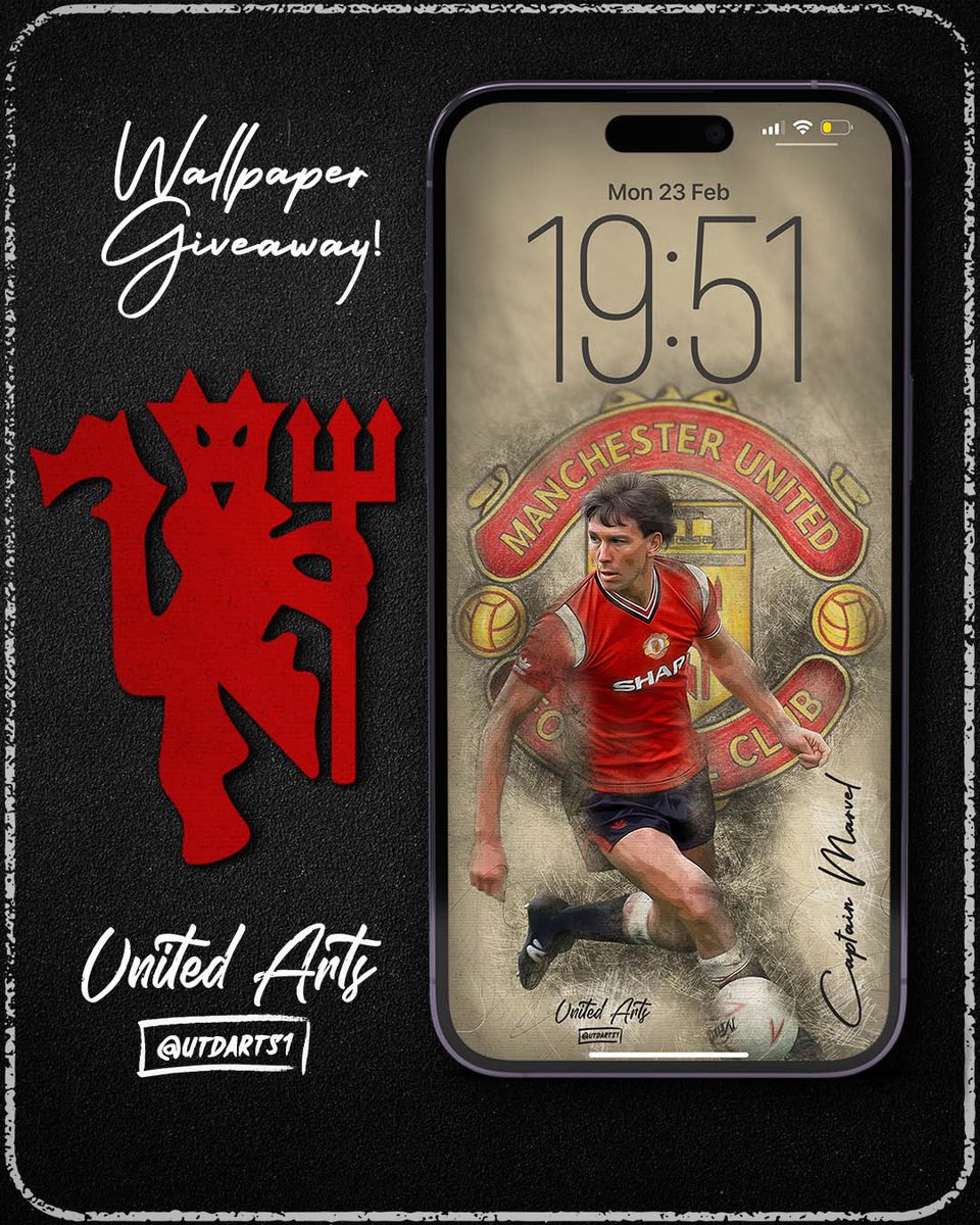 UtdArts1's tweet photo. 🚨 WALLPAPER GIVEAWAY!!

🇾🇪 The one. The only. Bryan Robson 🇾🇪

If you want this epic wallpaper of our legendary Captain Marvel, all you have to do is:

1) FOLLOW
2) RETWEET this post

Eaasy, ha? 😉

#MUFC #Wallpaper #BryanRobson https://t.co/7rviqBXPjF