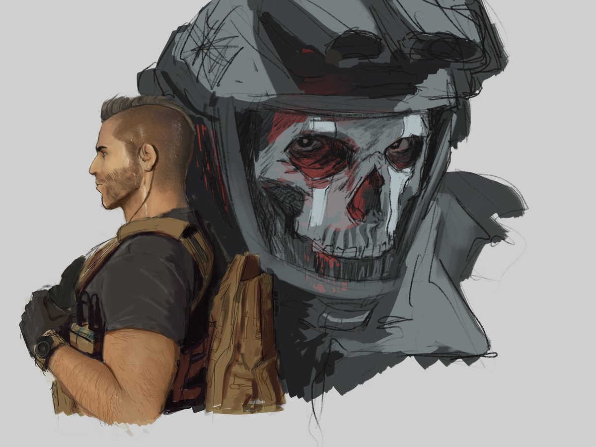 Sunsh1ne_Art1st's tweet image. Bringing this soap ghost art over from my other socials. My very first ghoap art too 🙂‍↕️ I have poison apple to thank for this 
#ghoap #codmw2 #soap #ghost