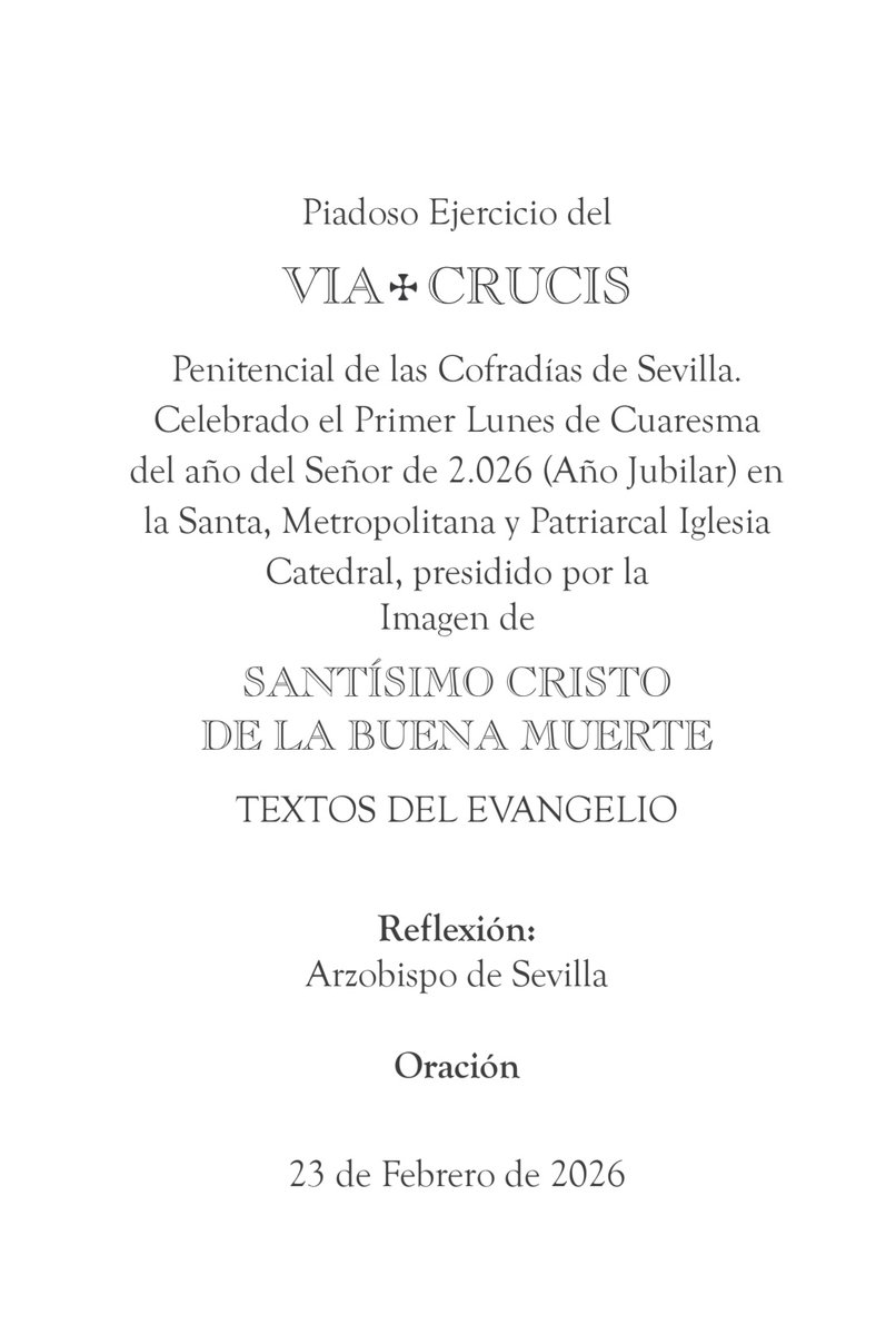 #ViaCrucisSevilla26 | Sigue el rezo del piadoso acto penitencial en el interior de la <a href="/CatedraldeSev/">Catedral de Sevilla Oficial</a> a través del libreto que cada año editamos con las oraciones y las 14 estaciones.

📖 Descárgalo aquí: hermandades-de-sevilla.org/wp-content/upl…