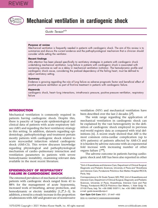 SOMELaguna's tweet photo. Ventilación Mecánica en Shock Cardiogénico 🫀🫁

🔰📚Curr Opin Crit Care

DOI:10.1097/MCC.0000000000000836

Enlace a Artículo Completo👇🏼🆓✅
https://t.co/rPEDXf5xvO https://t.co/nD0tk6rkj5