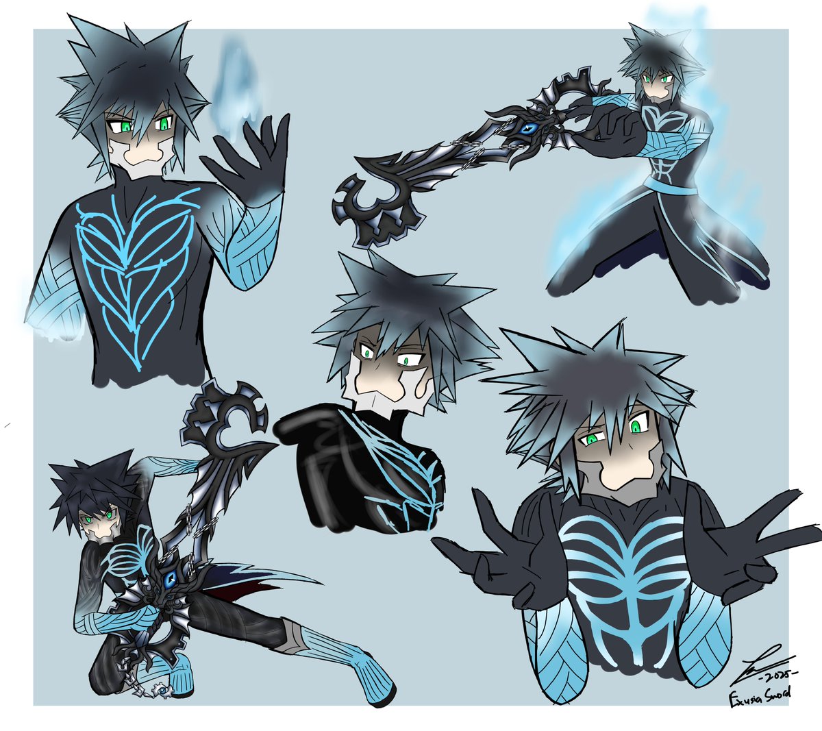 'Pain of Umbra'

An organic take on the Void Gear + No Name.
So as a joke, at one point I meshed both Mephiles The Dark (Sonic 06) and Vanitas (KHBbS) together.

Enter, Muflis. A mouthless deceiver.

#kingdomhearts #keyblade