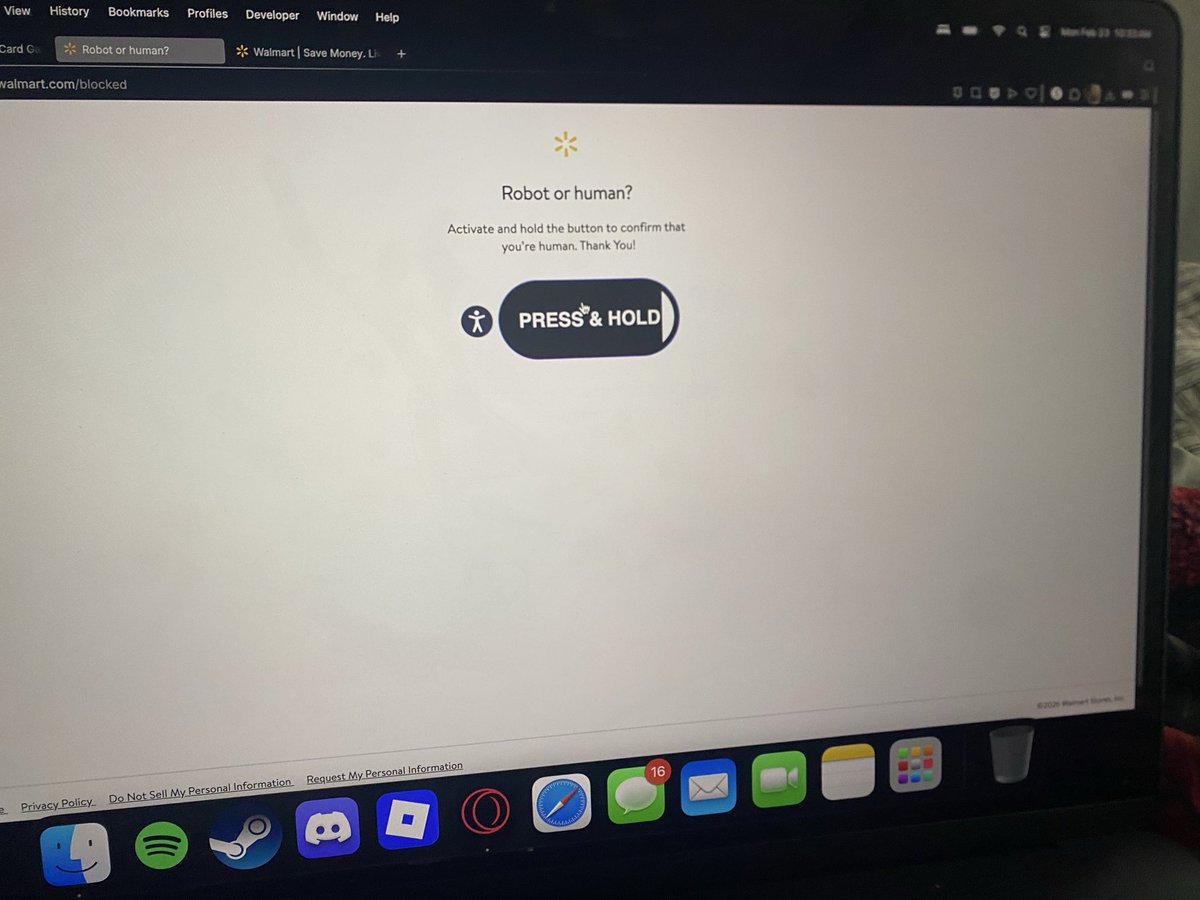realajlewi's tweet photo. @PokemonRestocks Literally kept spamming me with this robot or human press and hold. So much for doing this shit as a hobby lmao. Real person blocked behind a bot prevention https://t.co/1Z1meljSdI