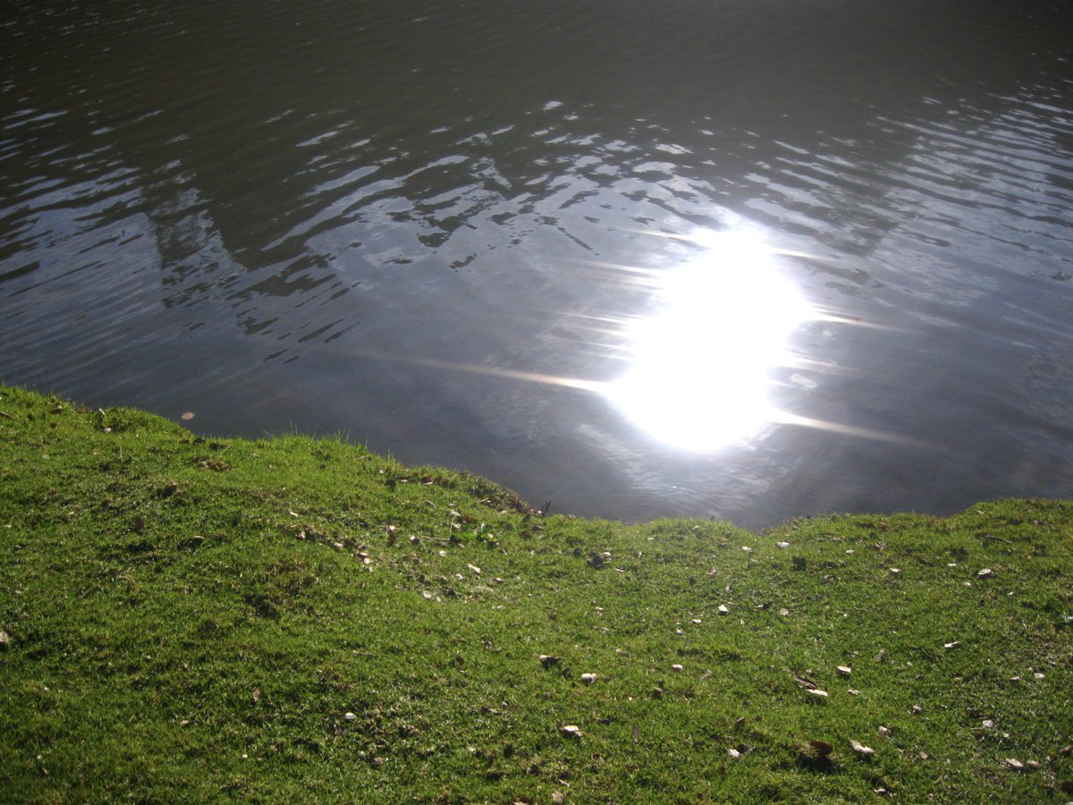 the reflection from the lake was blinding