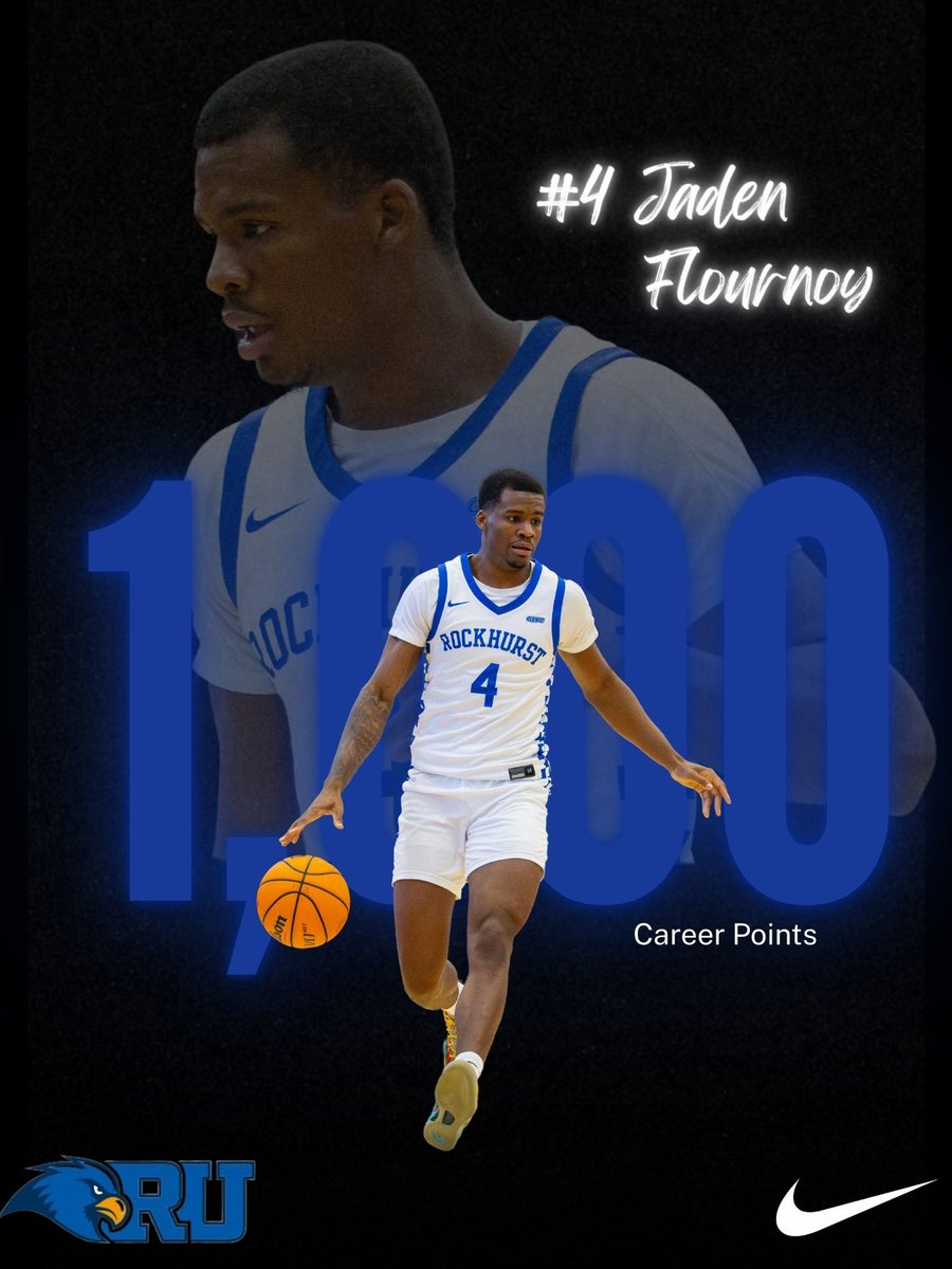 RockhurstMBB's tweet photo. Congratulations to senior forward Jaden Flournoy on reaching 1️⃣,0️⃣0️⃣0️⃣ career points🔥‼️
#RockU🪽 https://t.co/kqYJkMznTb