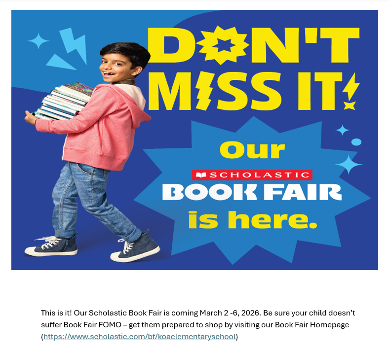 Book Fair - March 3-6 psqr.io/2B9fhFNpvD via <a href="/ParentSquare/">ParentSquare</a>