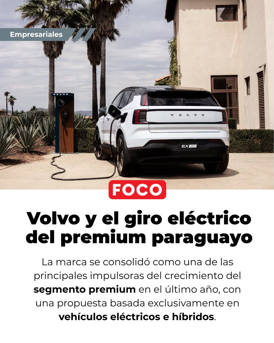 #empresariales ♻️
Bajo la representación del Grupo Garden, en apenas un año, Volvo logró un posicionamiento inédito en el mercado automotor local: se convirtió en la tercera línea más vendida del segmento eléctrico.

👉 Leé la nota completa en el link: n9.cl/86n5j
