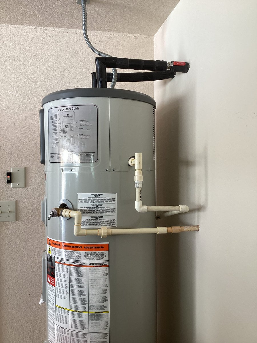 Aubrey_Plumbing's tweet photo. Nevada update 🔧💧 Permanently hooked up condensation drain on the new Bradford White heat pump water heater. Fully complete &amp; operating properly! #AubreyPlumbing #DFWPlumber #NevadaTX https://t.co/vTMaPtBNoB