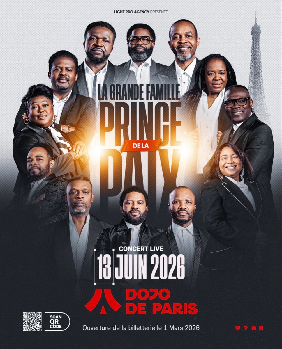 "PESA MUNU PASSAGE!"
La grande famille Le Prince de la Paix revient sur scène!
Ne ratez pas ce rendez-vous avec l'histoire. Le rendez-vous de toute une génération.
📍Dojo Arena, Paris
📆13 Juin 2026
🎫Ouverture de la billetterie le 1er Mars 2026