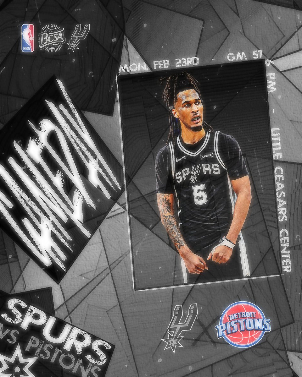BexarApparel's tweet photo. ๐๐๐๐๐๐๐!
โช๏ธvsโซ๏ธthe Pistons
โฐ๏ธ 6 pm
๐ Little Ceasars Center
๐บ FanDuel SN-SW
๐ป WOAI 1200/KXTN
#GAMEDAY | #PorVidaโฏ| #GoSpursGo | #GM57 https://t.co/iX6QKxpbcI