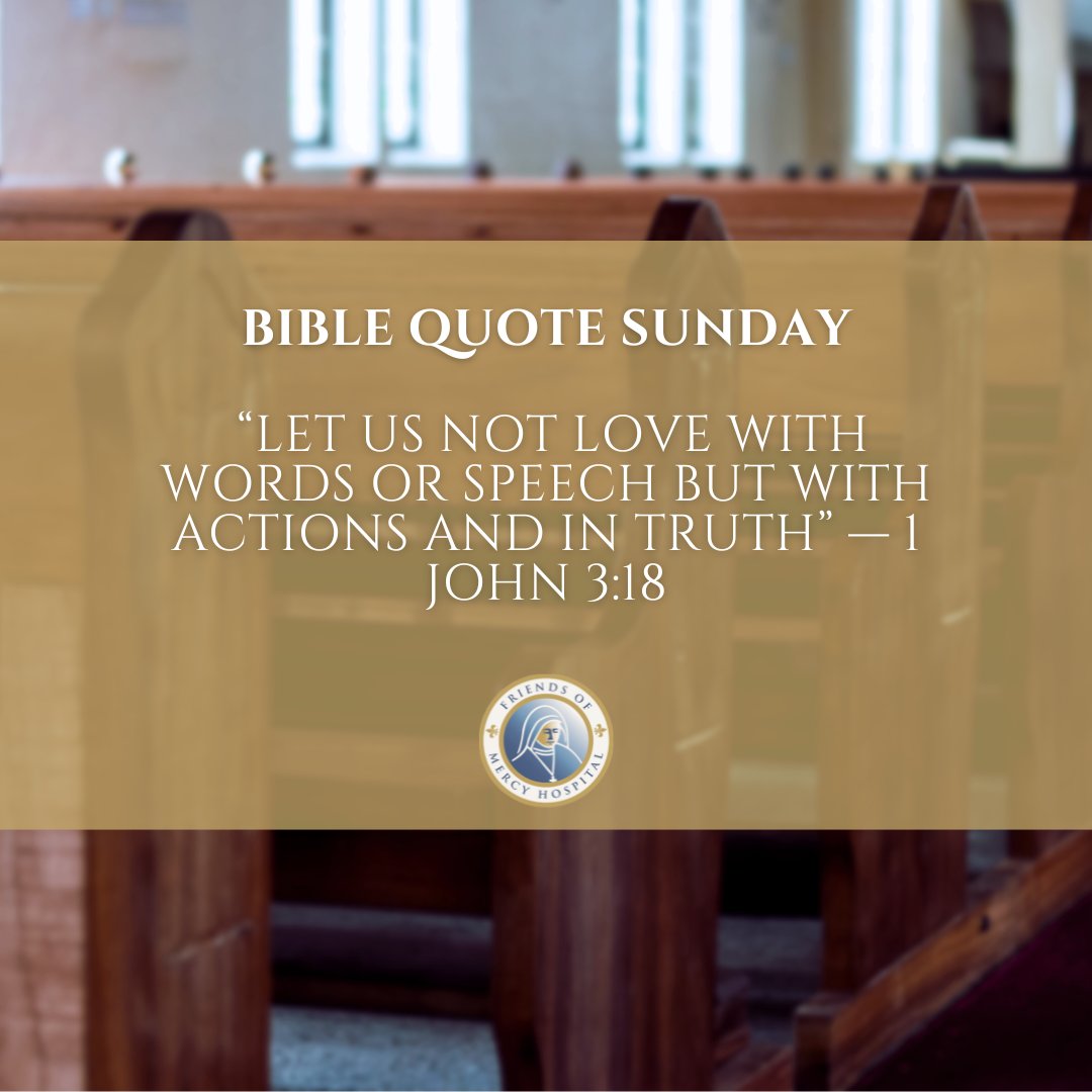 friendsofmercy1's tweet image. “Let us not love with words or speech but with actions and in truth” — 1 John 3:18

Small acts of kindness, patience, and service can speak louder than any words.

#dailybibleverses #Loveinaction #biblequotes