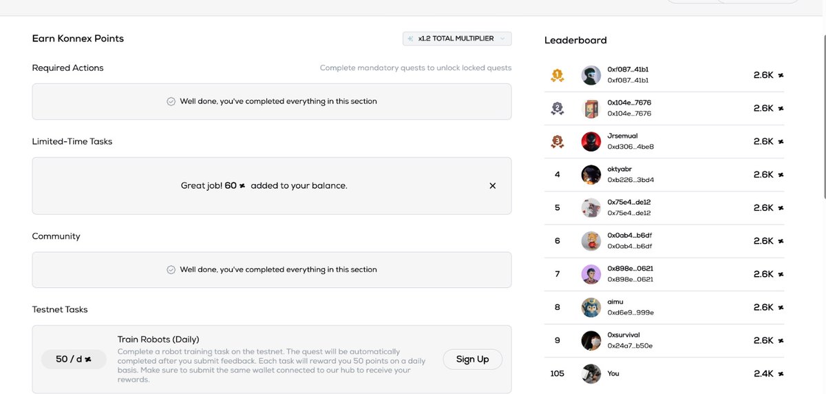 Lekanisback's tweet photo. New Task on @konnex_worldQuick Guide:Go to: https://t.co/W8i5wVMYz8
Connect your EVM wallet &amp; X account
In profile: Link Discord, email &amp; Telegram
Complete simple tasks to earn XPs (points for potential airdrop/allocation)
Invite friends for extra rewards
Check in daily! https://t.co/9TgX4JXfzc