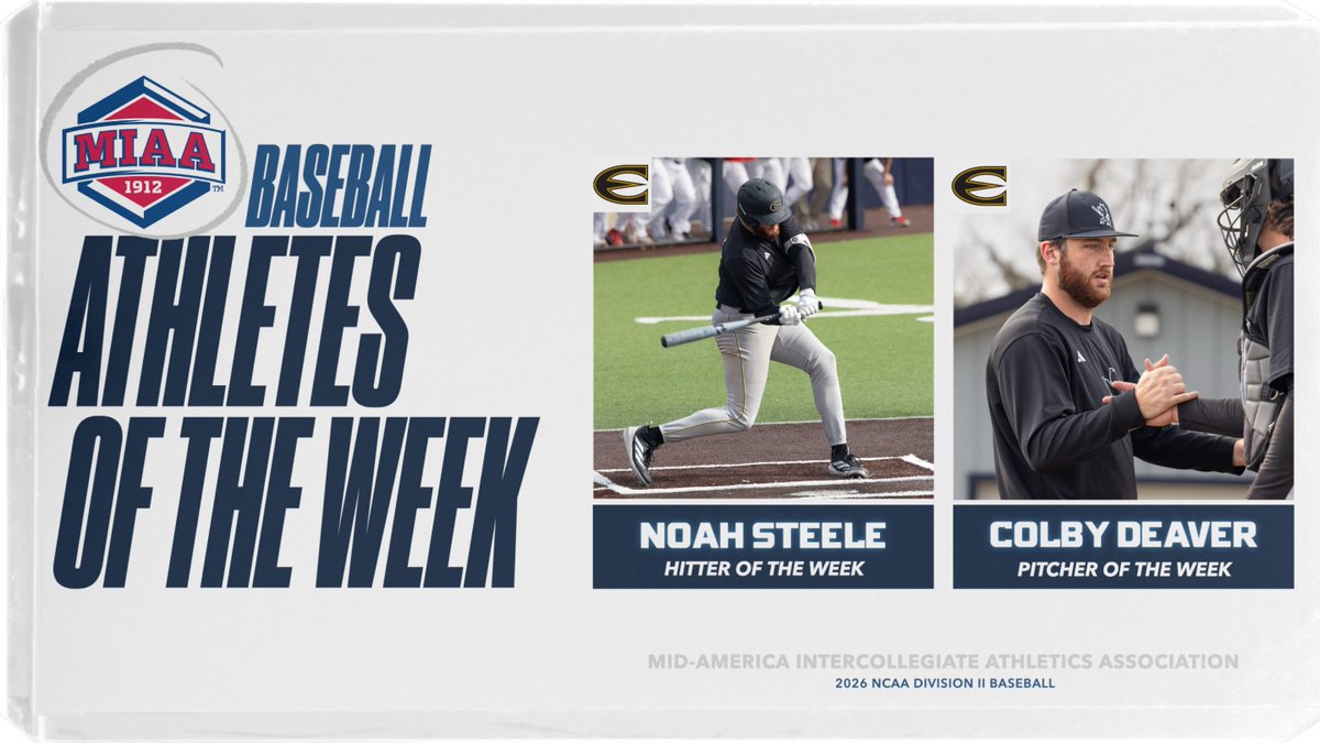 🐝🧹

The Hornets swept Week Four's MIAA Baseball 𝘼𝙏𝙃𝙇𝙀𝙏𝙀 𝙊𝙁 𝙏𝙃𝙀 𝙒𝙀𝙀𝙆 awards with Noah Steele named the Hitter of the Week and Colby Deaver named the BACK-TO-BACK Pitcher of the Week 👀

📰 themiaa.com/news/2026/2/23…
#BringYourAGame