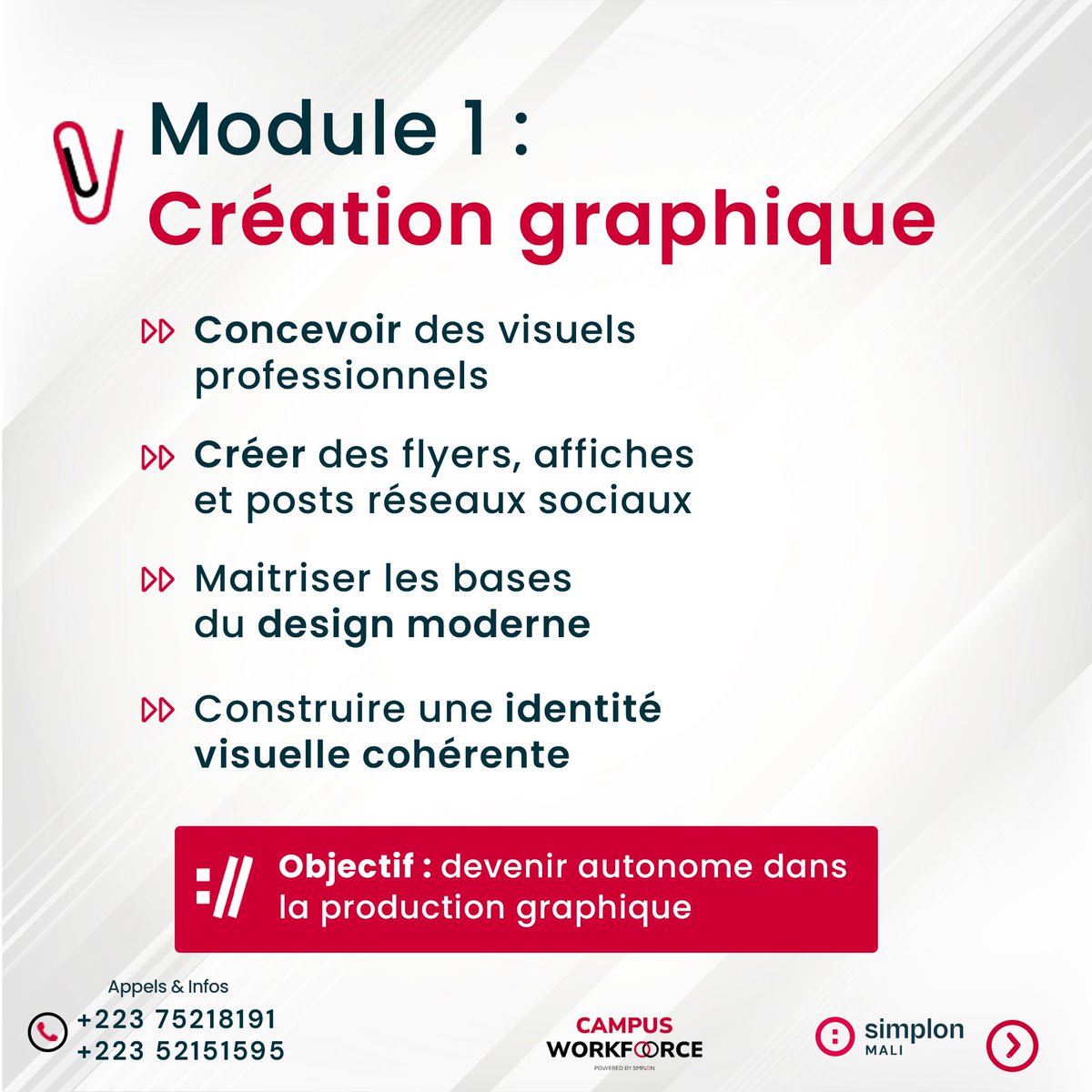 Simplonmali's tweet photo. 𝗘𝘁 𝘀𝗶 𝟮𝟬𝟮𝟲 𝗲́𝘁𝗮𝗶𝘁 𝗹’𝗮𝗻𝗻𝗲́𝗲 𝗼𝘂̀ 𝘁𝘂 𝗱𝗲𝘃𝗶𝗲𝗻𝘀 𝘃𝗿𝗮𝗶𝗺𝗲𝗻𝘁 𝗮𝘂𝘁𝗼𝗻𝗼𝗺𝗲 𝗱𝗮𝗻𝘀 𝗹𝗲 𝗱𝗶𝗴𝗶𝘁𝗮𝗹 ?

🔗Lien d’inscription : https://t.co/ztTZTJAV7A

#SimplonMali #FormationDigitale #Graphisme #MontageVideo #CommunityManagement https://t.co/7Oqo3fVhHo